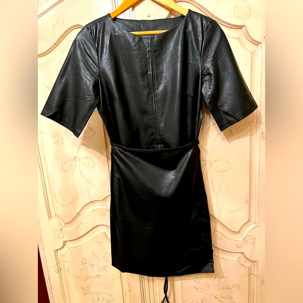 Armani Exchange Faux leather short sleeve wrap dress from Armani Exchange